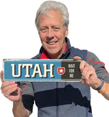 SmartSign 4 x 14 inch Utah State Vintage Metal Sign “Wait For Me”, 40 mil Rustproof Aluminum with Clear Overcoat, Retro Wall Décor, Multicolor, Made in USA