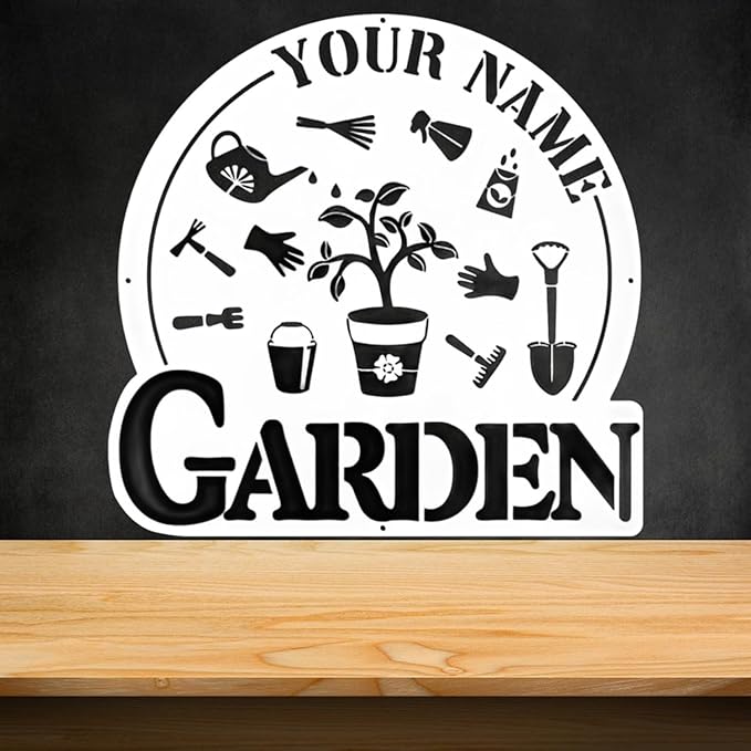 CFC0121326 Personalized Metal Garden Sign, Custom Plaque for Women, Mom, Grandma - Rustic Decoration for She Shed, Potting Shed