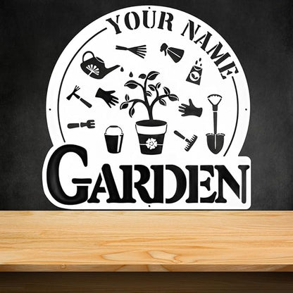 CFC0121326 Personalized Metal Garden Sign, Custom Plaque for Women, Mom, Grandma - Rustic Decoration for She Shed, Potting Shed