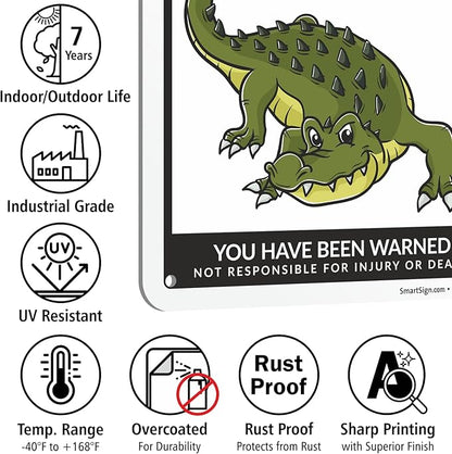 SmartSign Beware Of Crocodiles Warning Sign - 10"x7", 40 mil Laminated Rust-free Aluminum - Metal Signs for Wall Decor, Outdoors, Patio, Gifts, Cafe - Crocodile Theme, Made in USA