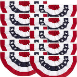 1.5x3 Ft 250th Anniversary Flag American Bunting Flag outdoor - Half Fan Banner Pleated Patriotic Polyester USA Flag for 4th of July Decorations 10pack