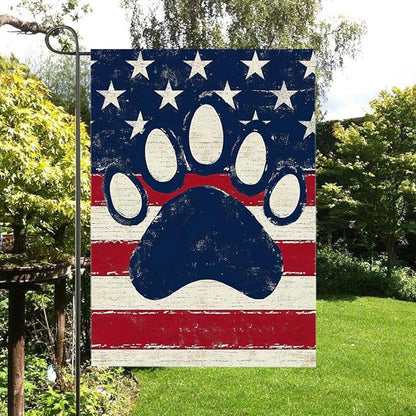 Gkyygk Paw Red Blue Garden Flag 12x18 Double Sided Banners Yard Flag Welcome Seasonal Farmhouse Yard Outside Decoration