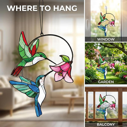 Hummingbird Gifts for Women, Hummingbird Sun Catcher for Window Hanging, Mothers Day for Mom Grandma Bird Lovers, Spring Suncatcher Garden Decor for Indoor Outdoor Windows(2)