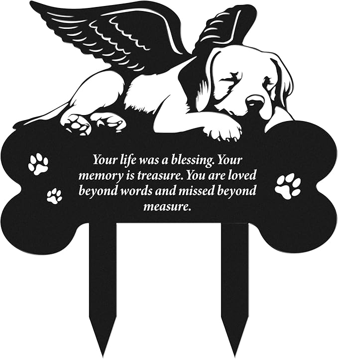 Rngmsi Metal Pet Grave Markers Dog, Dog Memorial Grave Markers Outdoor, Garden Plaque Decorations for Cemetery Pets (8 X 12 Inches)