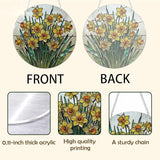 Daffodil Plant Flowers Sun Catchers, Acrylic Hanging Suncatcher for Home Garden Decor, Housewarming Decor, Birthday Gift for Women, Men, Wife, Aunt, and Mom, Flower Lover Gift
