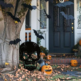 Halloween Decorations Outdoor, Metal Skull Decorative Garden Stakes for Halloween Decor, Metal Yard Signs for Outside Garden Lawn Porch Party Decorations