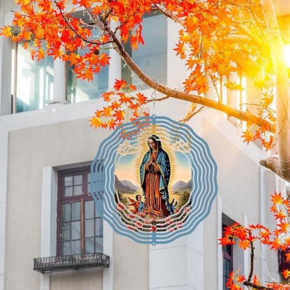 Virgin Mary Prayer Wind Spinner, Metal Wind Spinners Outdoor Indoor,Virgin Mary Hanging Garden Decor for Outside, Stainless Wind Spinners for Yard and Garden 10 inch 3D (25.76X25 CM)