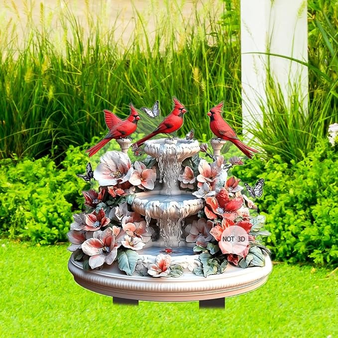 Hummingbird Flowing Water Garden Stake Decor, Butterfly Acrylic 2D Garden Decoration,Sculptures Ornament Garden Accessories for Outdoor Indoor Yard Lawn Pot Plants (Style C)