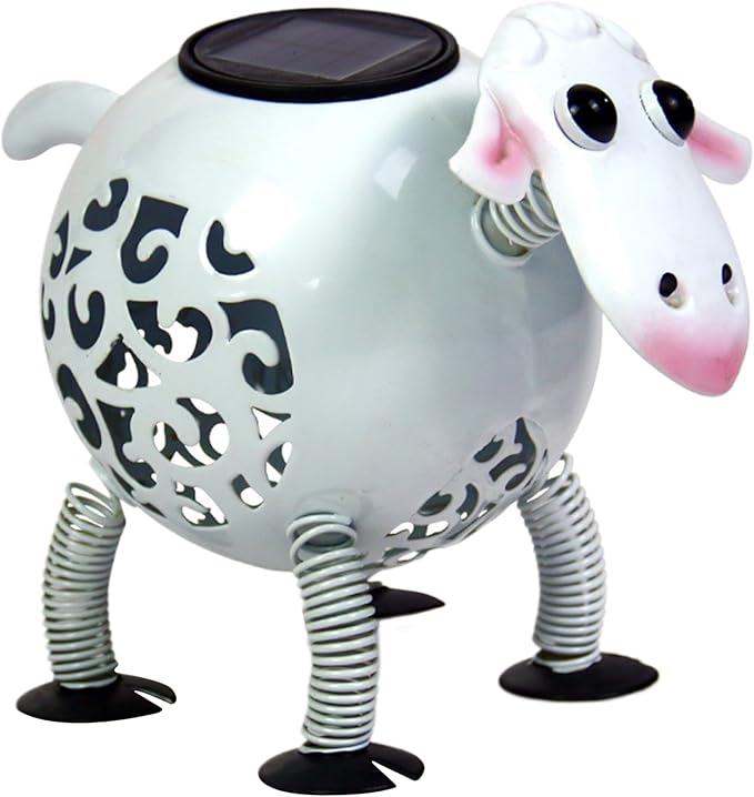 Solar Garden Statues Sheep Solar Lights Wrought Iron IP44 Waterproof Sheep Figurines Garden Decor Metal Sculptures Lights for Car 10x7 Inch