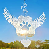 Pet Memorial Wind Spinners, Dog Memorial Gifts,Stainless Steel Angel Wings Pet Paw Print,Dogs and Cats Remembrance, Pet Sympathy,Pet Loss Bereavement Gifts