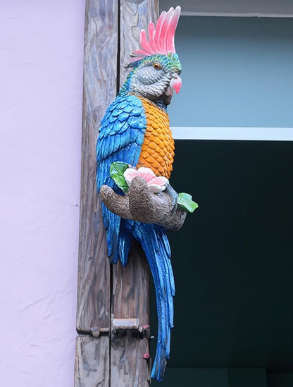 coolboy Hanging Parrot Decor,Bird Statues,Tropical Real Resin Bird Figurines,Parrot Sculpture Home Decor,Perfect for Yard Ornaments,Tree Decorations Outdoor,Patio,Lawn,Tree Trunk, Porch