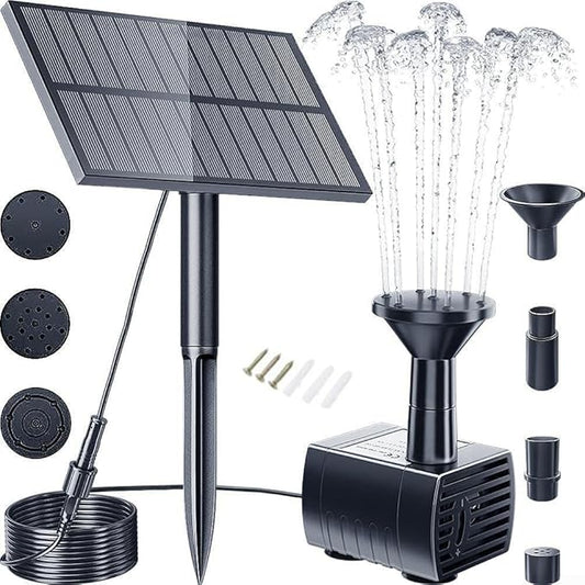 Solar Garden Fountain with Adjustable Spray Options, Perfect Addition to Bird Baths and Ponds (1.5W Without Battery)