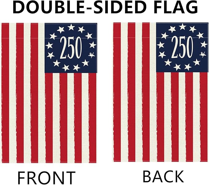 250 Years America Anniversary Garden Flag, Double-sided 250 USA Patriotic 4th of July Yard Sign for 2026 Outdoor Independence Day Decoration