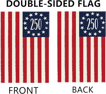 250 Years America Anniversary Garden Flag, Double-sided 250 USA Patriotic 4th of July Yard Sign for 2026 Outdoor Independence Day Decoration