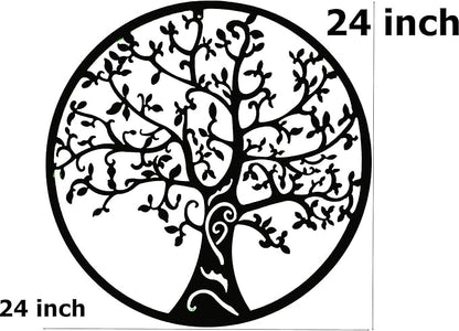 Bellaa 20247 Metal Wall Art Tree of Life Modern Contemporary Indoor Living Room Outdoor Garden Patio 3D Sculptures Plaque Home Decor Rustic Distressed Iron 24 inch