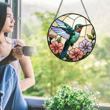 Hummingbird Stained Glass Suncather for Window Hanging, 6.3'' Hummingbird Ornament Gift for Women, Nature-Inspired Wall Art Home Decor Gifts for Mom, Grandma (Green Bird, 6.3'')