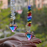 2PCS Exquisite Heart Crystal Sun Catcher Prisms, stino Hanging Suncatchers with Glass Prism, Rainbow Maker for Windows, Balcony, Kitchen, Garden Decoration (1, Exquisite Heart 2Pcs)
