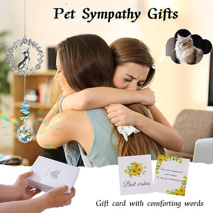 Dog Memorial Gifts for Loss of Dog, Pet Memorial Suncatcher, Pet Sympathy Gifts, Garland Suncatcher with Card & Gift Box, Remembrance Bereavement Gift for Loss of Dogs Cats