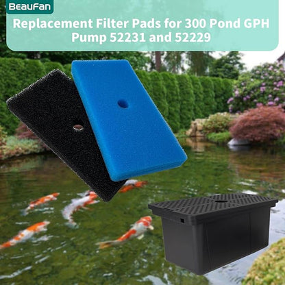 4 Sets Pond Sponge Filter Pads Replacement for Outdoor Pond Water Aquarium Fountain 52231 and 52229, Compare to Part# 871980305528