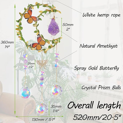 Suncatcher - Amethyst Moon Crystal Sun Catcher Window Hanging, Good Luck Charms Gifts for Women Chrismas Thanksgiving Birthday Crystal