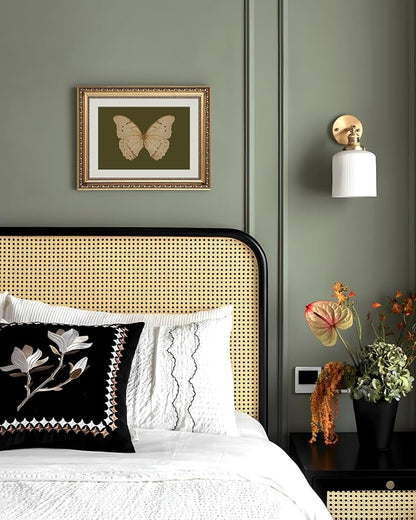 ARPEOTCY Vintage Gold Framed Wall Art, Classical White Butterfly Paintings, Dark Moody Green Canvas Prints Artwork with Frame, Victorian Wall Decor for Living Room Bathroom Bedroom 11x14 inch