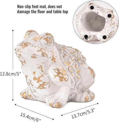 Sungmor Frog Figurine Garden Decor, Cement Frog Statue for Patio Yard Lawn Ornament, Indoor Outdoor Large Stone Decorations Statue, Funny Animal Sculpture Gardening Gift