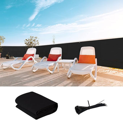 LOVE STORY Custom Size 3'x43' Black Balcony Privacy Screen,UV Block Privacy Fence Screen,90% Shield for Outdoor Pool Garden Apartment Railing