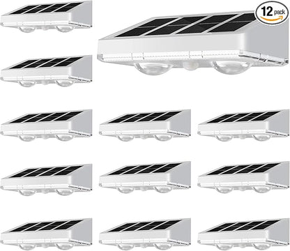 NIORSUN Solar Fence Lights,12 Pack Solars Deck Light,Warm White Color,Outdoor Bulb Waterproof Led IP65,Power Patio Lamp with Lenses for Outside/Backyard/Railing/Yard（White）