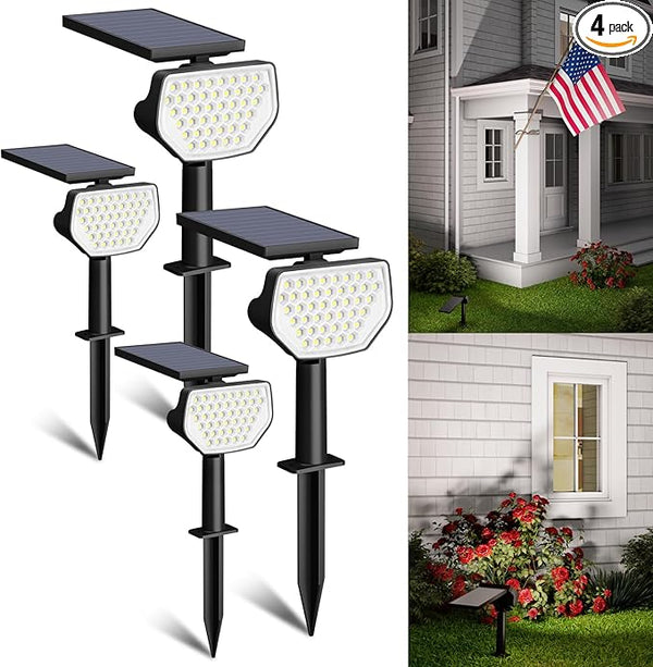 Lepro Solar Decorative Spot Lights 4 Pack, Cool White Modern Accent Lights for Garden & Landscape, IP65 Waterproof Adjustable Spotlight for Architecture, Pathways, Contemporary Decor