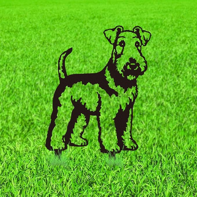 WADORN Terrier Dog Metal Decorative Garden Stakes, Black Terrier Dog Outdoor Statues Silhouette Funny Dogs Lover Gifts Stakes Silhouette Ornaments for Yard Art Garden Patio Backyard Lawn Decors