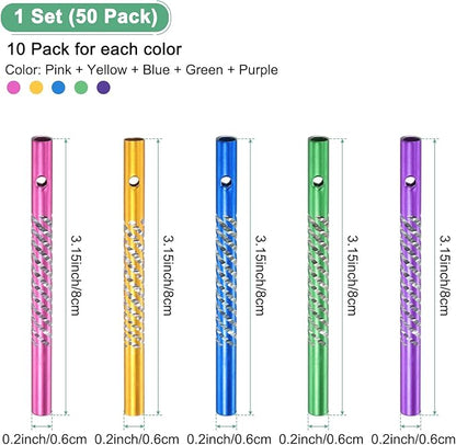 M METERXITY 50-Pack Wind Chime Tubes, Aluminum Wind Chime Empty Tubes, Metal Wind Bell for Outside/Arts and Crafts/DIY Home Garden Outdoor Hanging Decorations [Green+Pink+Blue+Yellow+Purple]