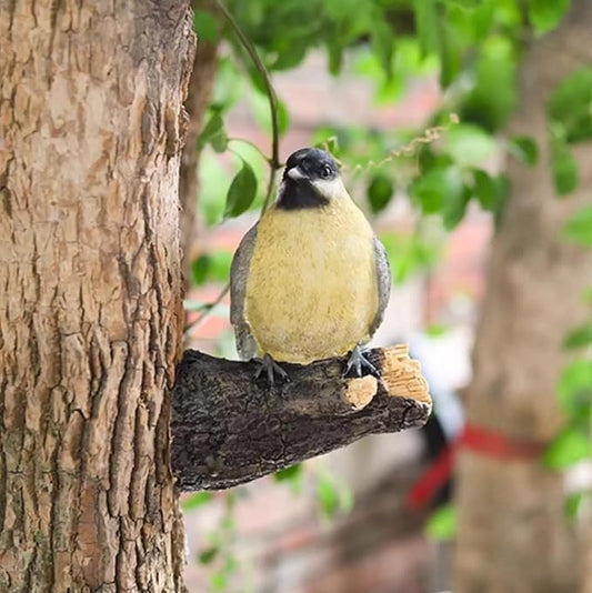 Hanging (Black-Capped Chickadee Statue Outdoor Decor for Garden, Fairy Yard Wall Mount Figurines Home Bird Sculptures for Lawn Patio Front Porch Backyard Fence