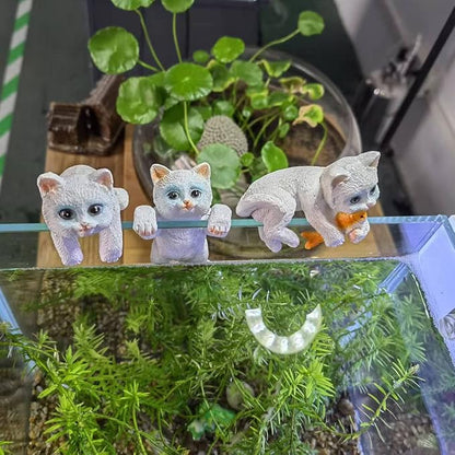 3 Pcs Resin Hanging Cat Figurines Planter Pot Hanger Miniature Fairy Garden Terrarium Edge Decor Flower Pot and Vase Hugger Hanging Animals Ornaments for Patio, Yard, Balcony
