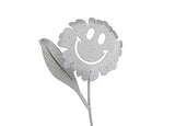 Metal Rustic and Colorful Flower Stakes Ranging from 9.5 to 36 Inches Tall (Waving Smiling Daisy 21" Tall, Hammered White & Gray)