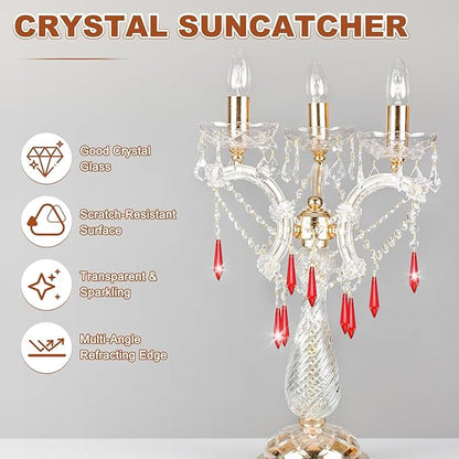 M METERXITY 10-Pack Crystal Icicle Prisms, 53mm/2.09 Inch Chandelier Pendant Maker Hanging Crystals Chandelier Prisms for Home/Windows/Garden/DIY Decoration[Dark Red]