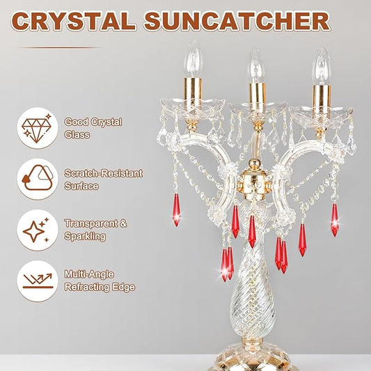 M METERXITY 10-Pack Crystal Icicle Prisms, 53mm/2.09 Inch Chandelier Pendant Maker Hanging Crystals Chandelier Prisms for Home/Windows/Garden/DIY Decoration[Dark Red]