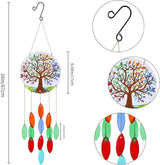 Tree of Life Glass Wind Chimes for Outside, Fall Leaves Windchimes Outdoors Unique Suncatcher, Small Sea Glass Art Wind Chimes Outdoor Gifts for Women, Hanging Outdoor Garden Christmas Decoration Gift