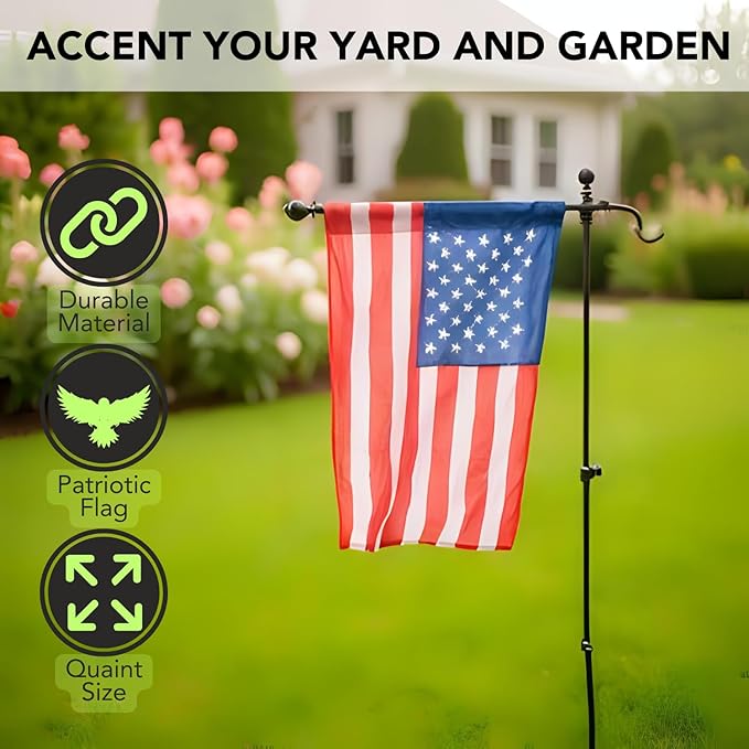 Iconikal 2-Pack Garden Yard Flag, USA American Flag, 12 x 18-Inch Landscaping Patriotic Decor Accent Banner Pennant
