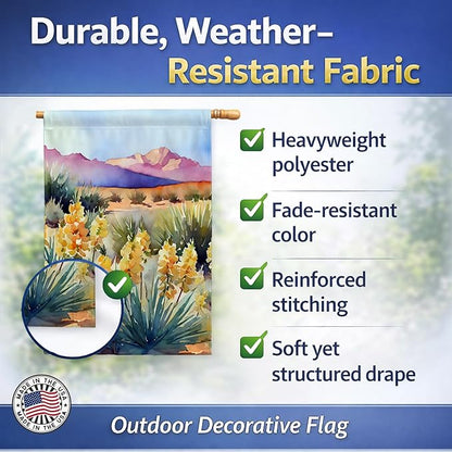 Caroline's Treasures New Mexico Yucca Flower in Watercolor House Flag Large Porch Sleeve Pole Decorative Outside Yard Banner Artwork Wall Hanging, Polyester, House Size, Multicolor