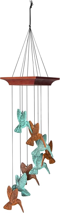 Woodstock Chimes Signature Collection, Woodstock Habitats, Hummingbird Spiral, 18'' Terra Celestial Habitats and Nature Wind Chimes for Outdoor, Patio, Home or Garden Décor (HHT)