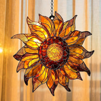 Radiant Sunflowers Acrylic Suncatcher, Flower Suncatchers for Window Hangings, Stained Glass Effect Garden Decor, Gift for Mother's Day, Mom, Grandma, Wife, Women