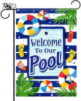 BlissYard Welcome To Our Pool Garden Flag12x18 Inch Double Sided Summer Beach Bar Pub Porch Patio Deck Backyard Poolside Decor Outside Holiday Party Seasonal Farmhouse Banner Outdoor Decor