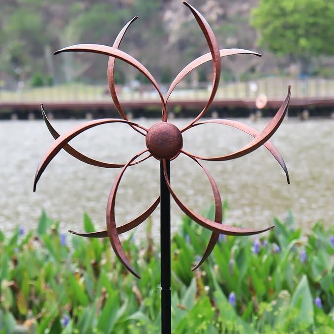 Wind Spinner Outdoor Copper Metal Garden Large Wind Spinners with Dual Kinetic Spinning Blades for Yard Lawn and Patio Decor 70x20 Inches