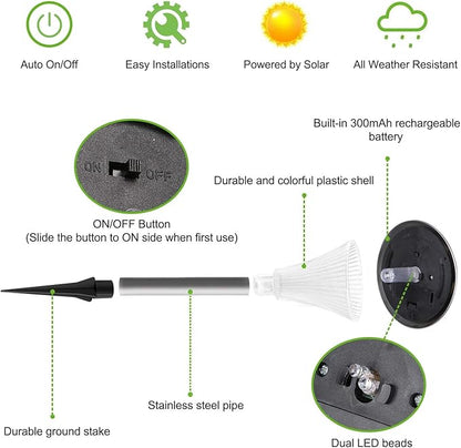 Solar Lights Outdoor Decorative, Solar Garden Lights Stakes, Flower Bed Decorations Mosaic, Decor for Path, IP44 Waterproof for Yard Driveway Walkway (4Packs)