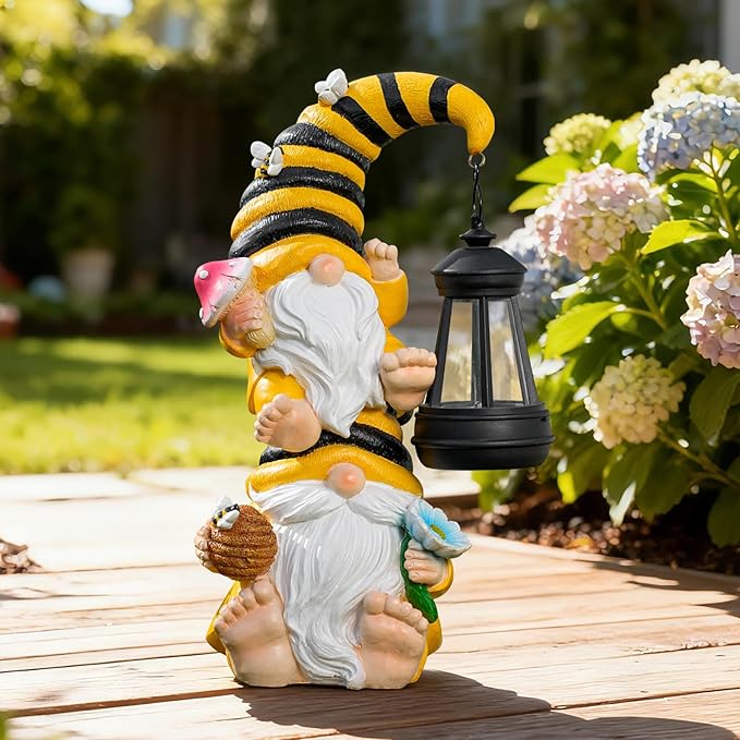 Garden Gnomes Outdoor Decor with Solar Led Lantern Gnomes Decorations for Yard,Patio,Lawn,Gnome Gifts for Women,Mom
