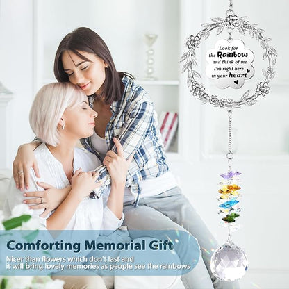 Memorial Gifts for Loss of Loved One, Unique Sun Catcher Sympathy Gift Idea Window Suncatcher, Hanging Ornament Crystal Rainbow Maker Bereavement Grief Gift Box for Loss of Mom Friend Son Family Pets