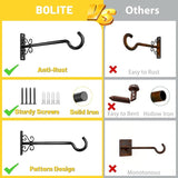 BOLITE Plant Hangers, 8 Inch Plant Hooks for Wall Indoor Outdoor, Metal Hooks for Hanging Hummingbird Feeders, Bird Feeders, Planters, Lanterns, Wind Chimes, 2 Pack, Black, Gifts for Women Men