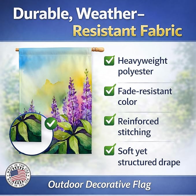 Caroline's Treasures Idaho Syringa in Watercolor House Flag Large Porch Sleeve Pole Decorative Outside Yard Banner Artwork Wall Hanging, Polyester, House Size, Multicolor