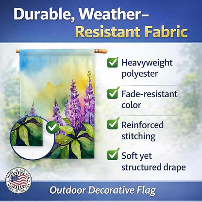 Caroline's Treasures Idaho Syringa in Watercolor House Flag Large Porch Sleeve Pole Decorative Outside Yard Banner Artwork Wall Hanging, Polyester, House Size, Multicolor