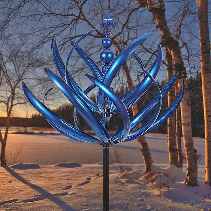 Asixxsix Large Wind Sculpture Decorative Craft Rotator for Yard Garden Outdoor, Blue Appearance, Iron Material with Long Service Life